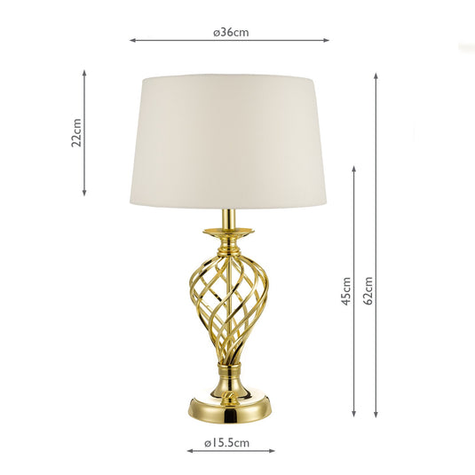 Dar Lighting IFF4335 Iffley Touch Table Lamp Gold Cage Base Complete With Shade Large - 20911