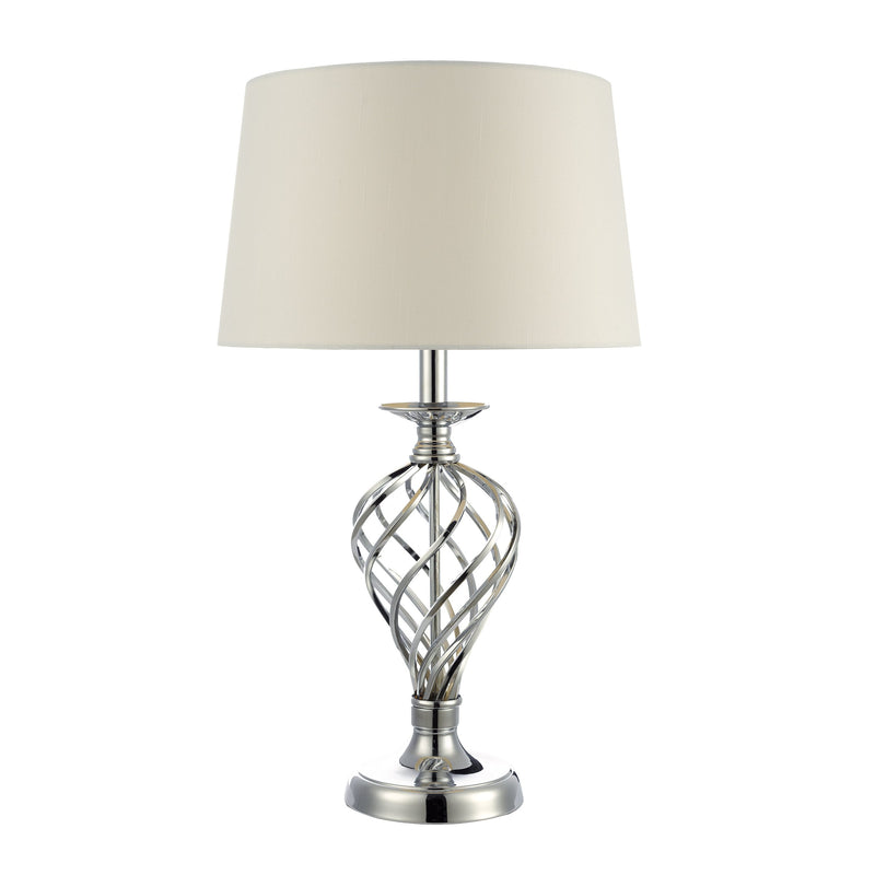 Load image into Gallery viewer, Dar Lighting IFF4350 Iffley Touch Table Lamp Polished Chrome Twist Cage Base With Shade Large - 20910
