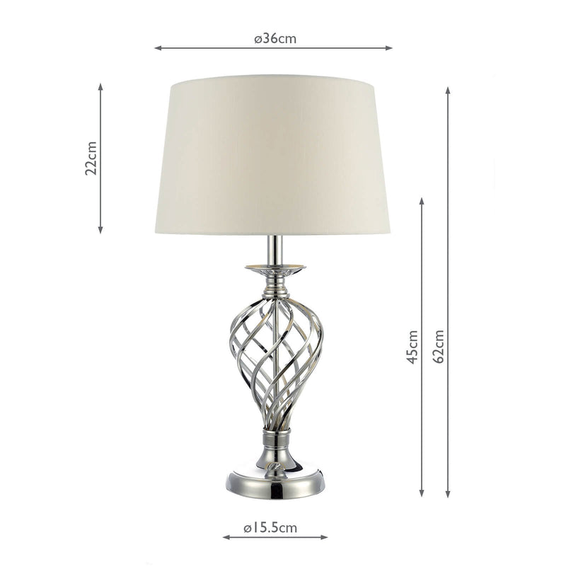 Load image into Gallery viewer, Dar Lighting IFF4350 Iffley Touch Table Lamp Polished Chrome Twist Cage Base With Shade Large - 20910
