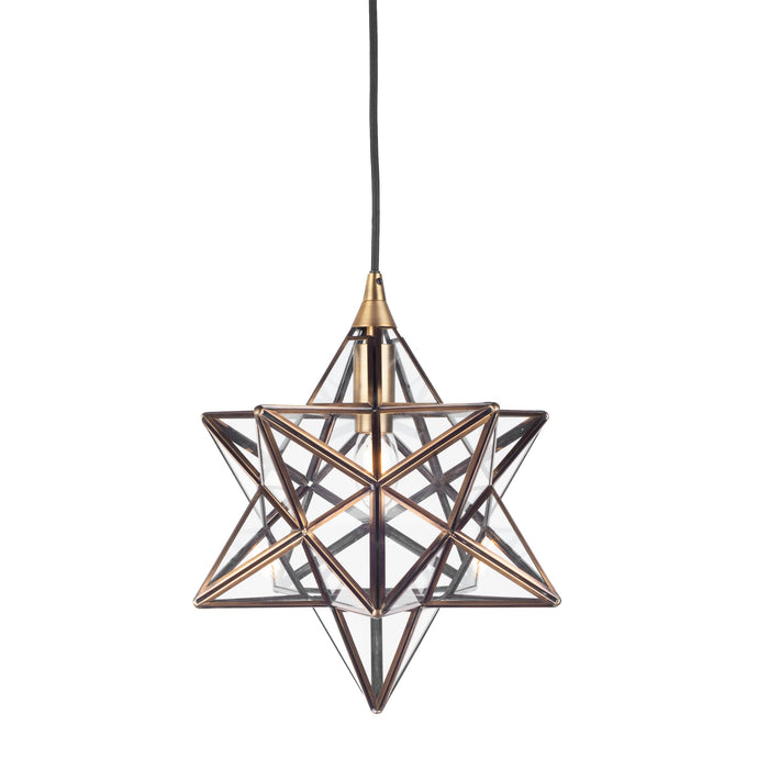 Dar Lighting ILA0175 ILARIO 1 Light Star Pendant Antique Brass Glass Small - 23806