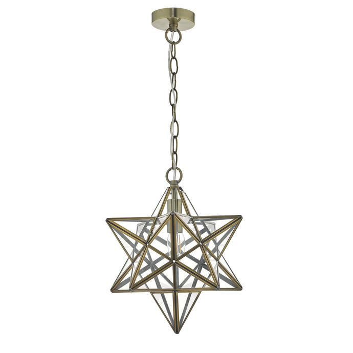 Dar Lighting ILA8675 Ilario Pendant Antique Brass & Glass - 35148
