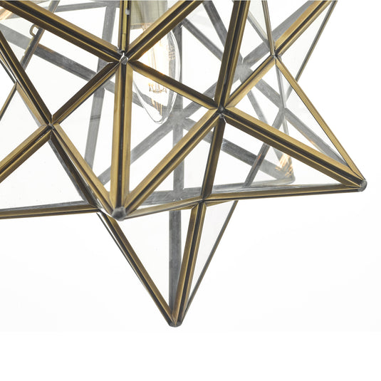 Dar Lighting ILA8675 Ilario Pendant Antique Brass & Glass - 35148