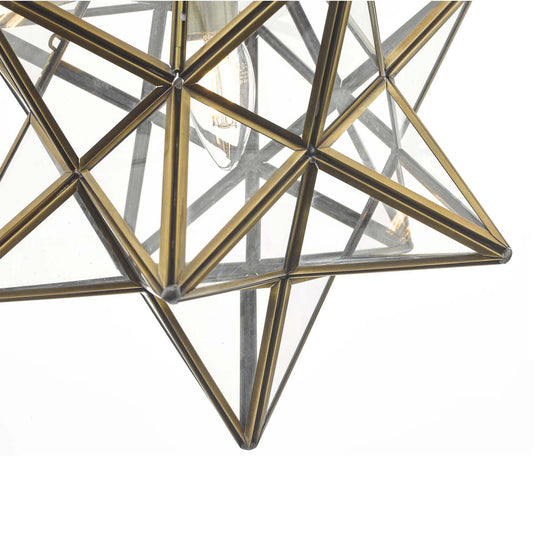 Dar Lighting ILA8675 Ilario Pendant Antique Brass & Glass - 35148