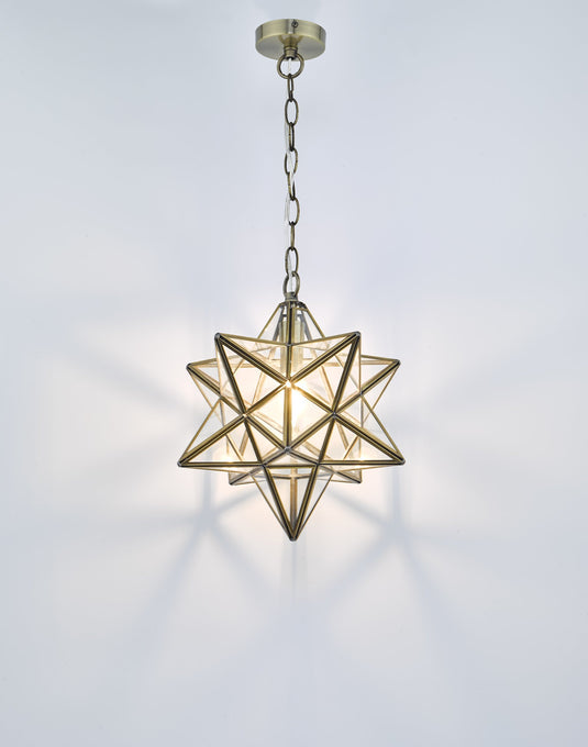 Dar Lighting ILA8675 Ilario Pendant Antique Brass & Glass - 35148