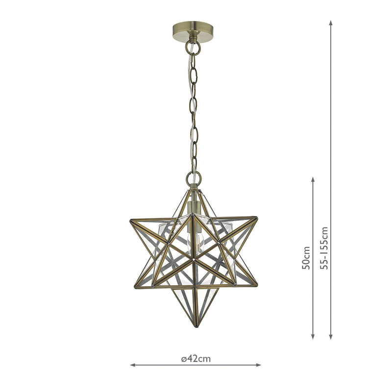 Load image into Gallery viewer, Dar Lighting ILA8675 Ilario Pendant Antique Brass &amp; Glass - 35148

