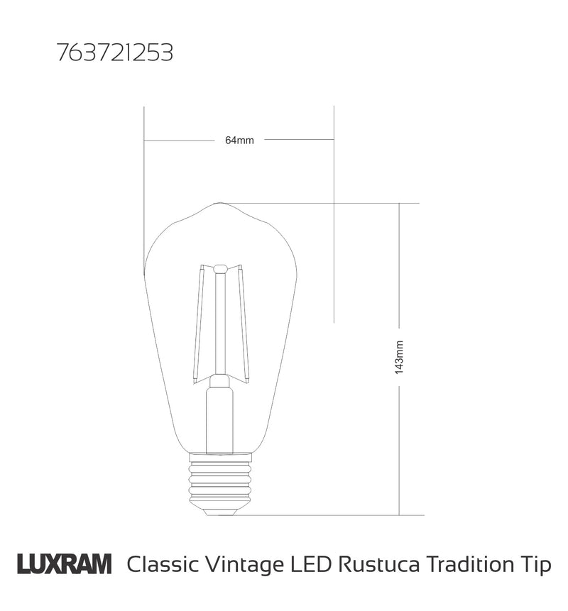 Load image into Gallery viewer, Value Vintage LED Rustica Tradition Tip/M ST64 E27 Dimmable 6.5W 2200K, 630lm, Amber Finish, 3yr Warranty
