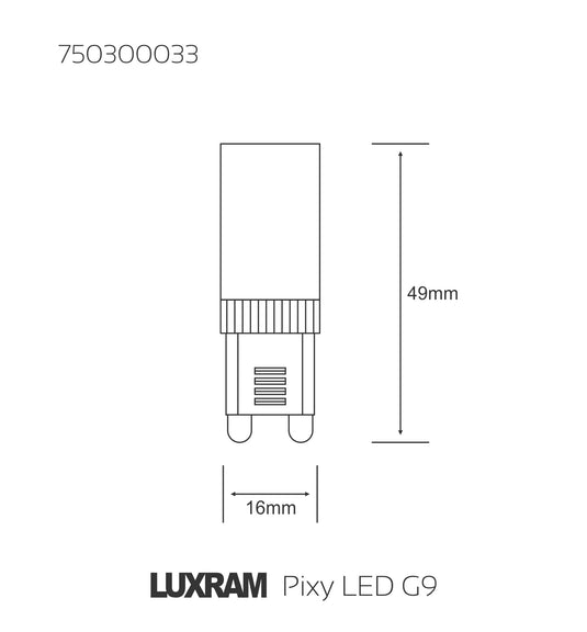 Pixy LED G9 3W 3000K Warm White, 260lm, Clear Finish, 3yrs Warranty