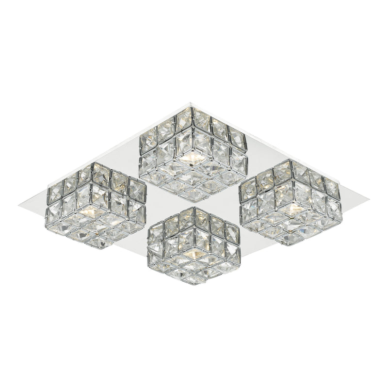 Load image into Gallery viewer, Dar Lighting IMO0450 Imogen LED flush glass faceted squares Polished Chrome frame - 21439
