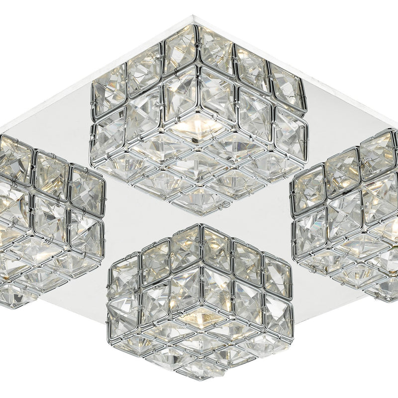Load image into Gallery viewer, Dar Lighting IMO0450 Imogen LED flush glass faceted squares Polished Chrome frame - 21439
