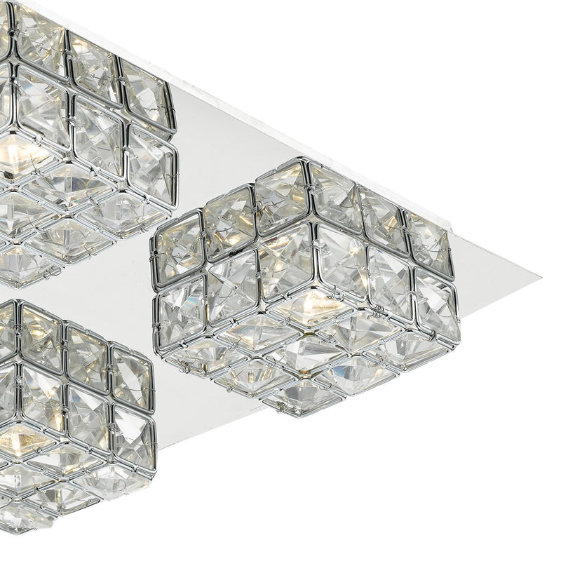 Load image into Gallery viewer, Dar Lighting IMO0450 Imogen LED flush glass faceted squares Polished Chrome frame - 21439

