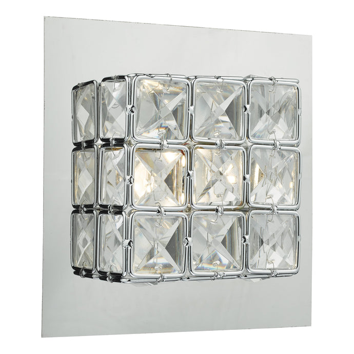 Dar Lighting IMO0750 Imogen LED Wall Light Glass Faceted Squares With Polished Chrome Frame - 35150