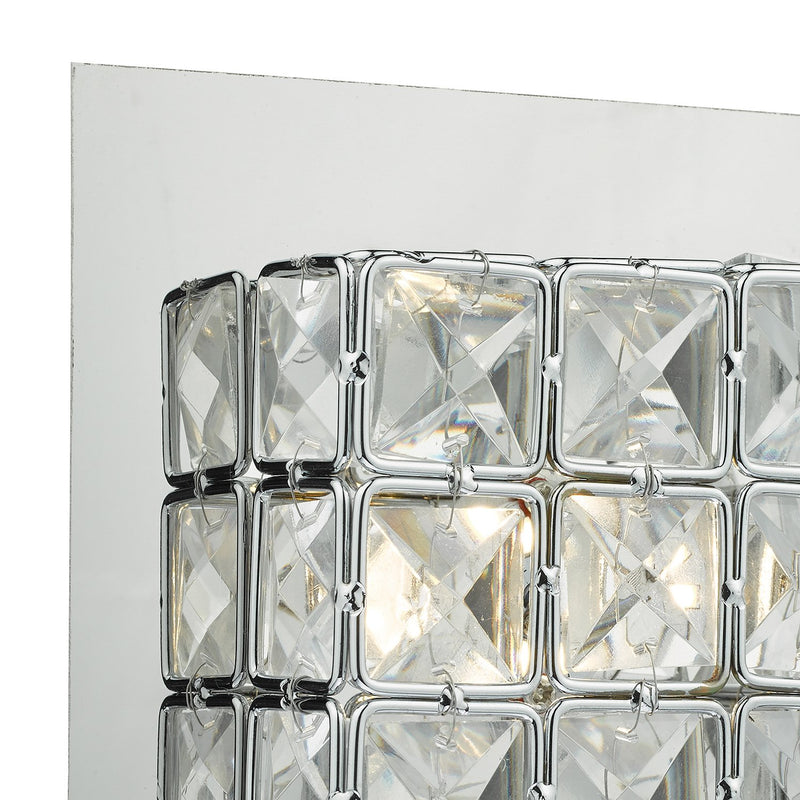 Load image into Gallery viewer, Dar Lighting IMO0750 Imogen LED Wall Light Glass Faceted Squares With Polished Chrome Frame - 35150
