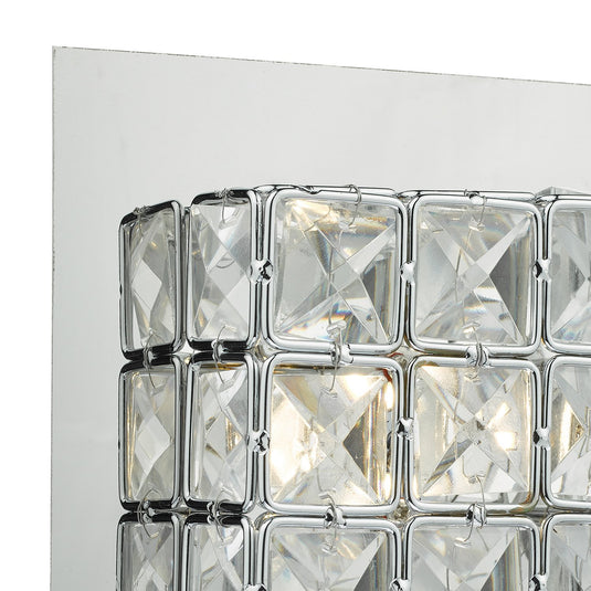 Dar Lighting IMO0750 Imogen LED Wall Light Glass Faceted Squares With Polished Chrome Frame - 35150