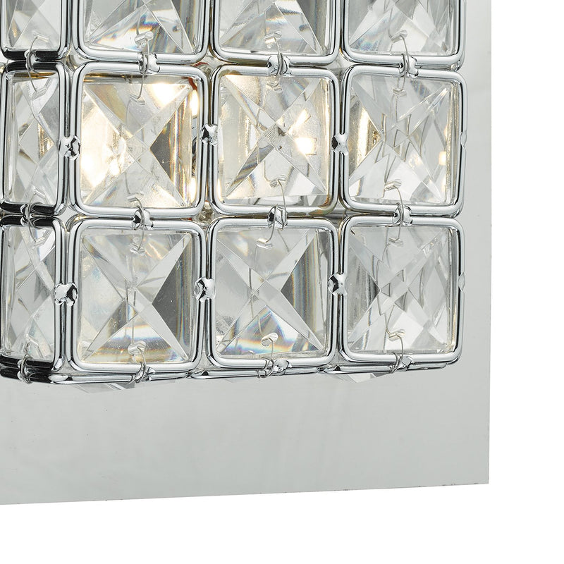 Load image into Gallery viewer, Dar Lighting IMO0750 Imogen LED Wall Light Glass Faceted Squares With Polished Chrome Frame - 35150
