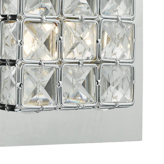 Dar Lighting IMO0750 Imogen LED Wall Light Glass Faceted Squares With Polished Chrome Frame - 35150