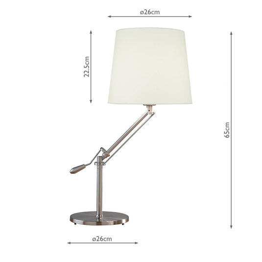Dar Lighting INF4046 Infusion Table Lamp Satin Chrome Complete complete with Shade INF102 - 35152