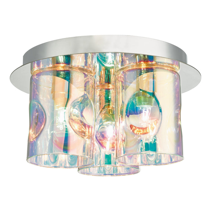 Dar Lighting INT5350 Inter 3lt Flush Pol Chrome & Iridised Glass - 23530