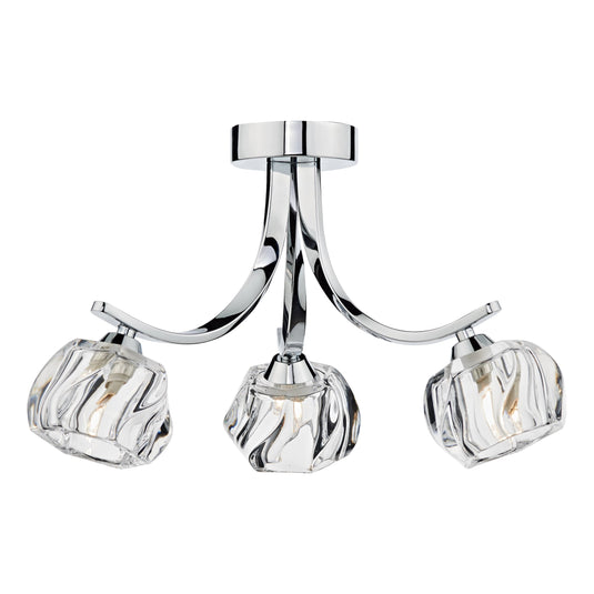 Dar Lighting IVY0350 Ivy 3 Light Semi Flush Polished Chrome - 20044