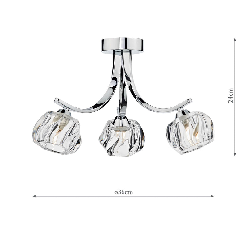 Load image into Gallery viewer, Dar Lighting IVY0350 Ivy 3 Light Semi Flush Polished Chrome - 20044
