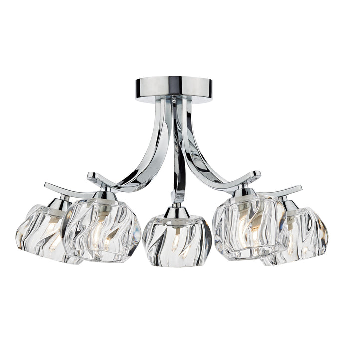 Dar Lighting IVY0550 Ivy 5 Light Semi Flush Polished Chrome And Clear Glass - 20045