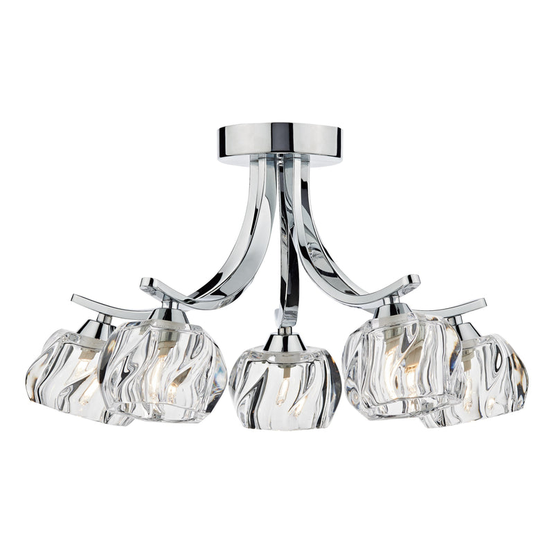 Load image into Gallery viewer, Dar Lighting IVY0550 Ivy 5 Light Semi Flush Polished Chrome And Clear Glass - 20045

