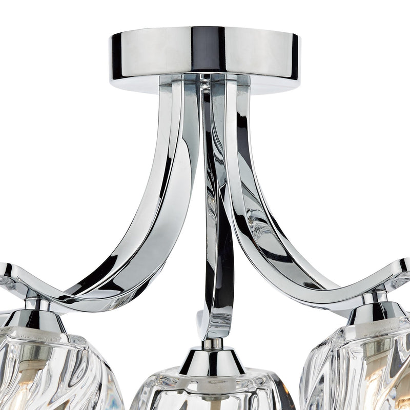 Load image into Gallery viewer, Dar Lighting IVY0550 Ivy 5 Light Semi Flush Polished Chrome And Clear Glass - 20045
