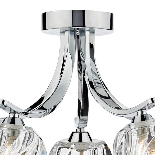 Dar Lighting IVY0550 Ivy 5 Light Semi Flush Polished Chrome And Clear Glass - 20045