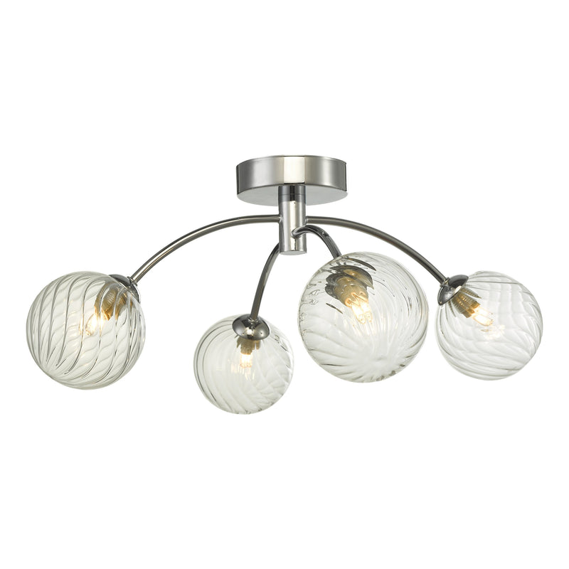 Load image into Gallery viewer, Dar Lighting IZZ0450-03 Izzy 4 Light Semi Flush Polished Chrome Twisted Glass - 35167

