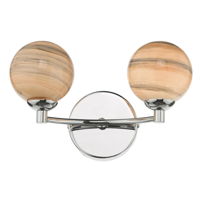 Dar Lighting IZZ0950-07 Izzy 2 Light Wall Light Polished Chrome Swirl Glass - 35170