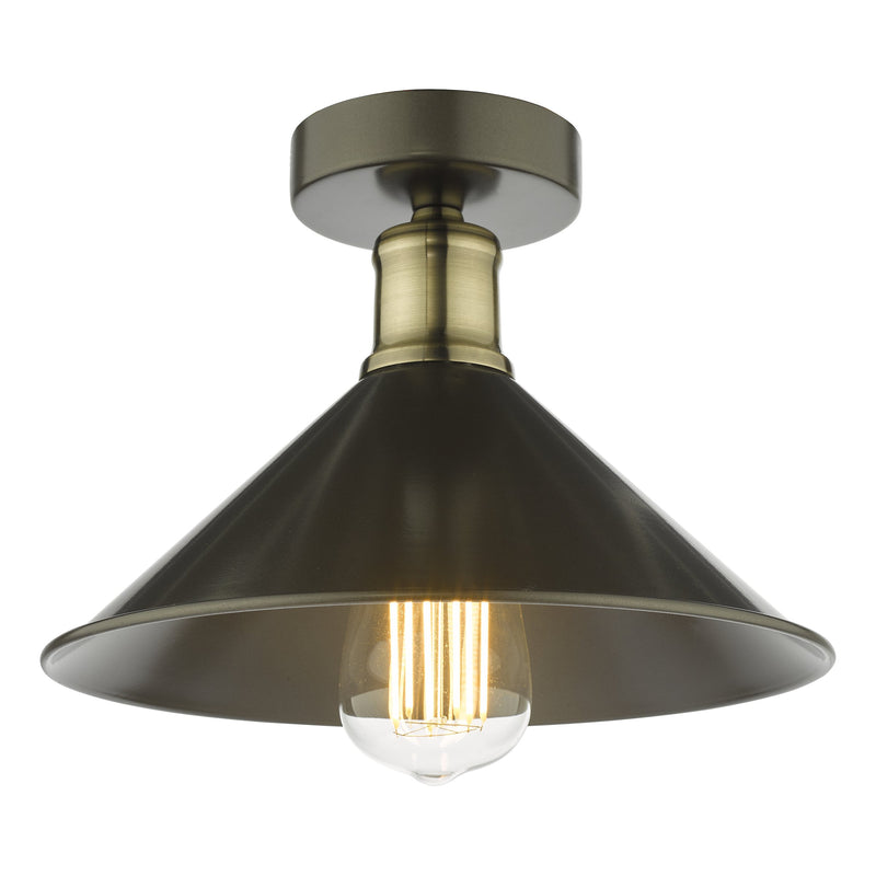 Load image into Gallery viewer, Dar Lighting JAL0161 Jalen 1 Light Flush Graphite Antique Brass - 36941
