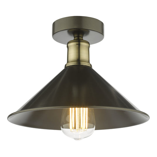 Dar Lighting JAL0161 Jalen 1 Light Flush Graphite Antique Brass - 36941