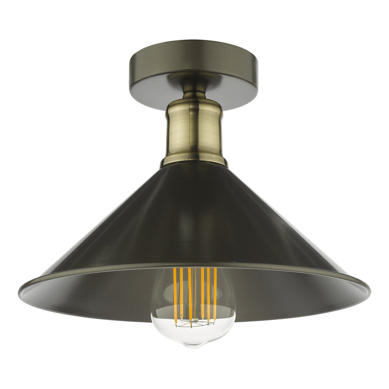 Load image into Gallery viewer, Dar Lighting JAL0161 Jalen 1 Light Flush Graphite Antique Brass - 36941
