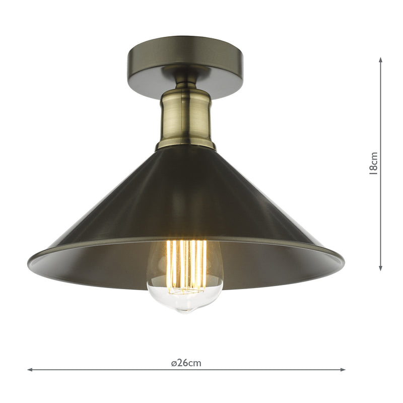 Load image into Gallery viewer, Dar Lighting JAL0161 Jalen 1 Light Flush Graphite Antique Brass - 36941
