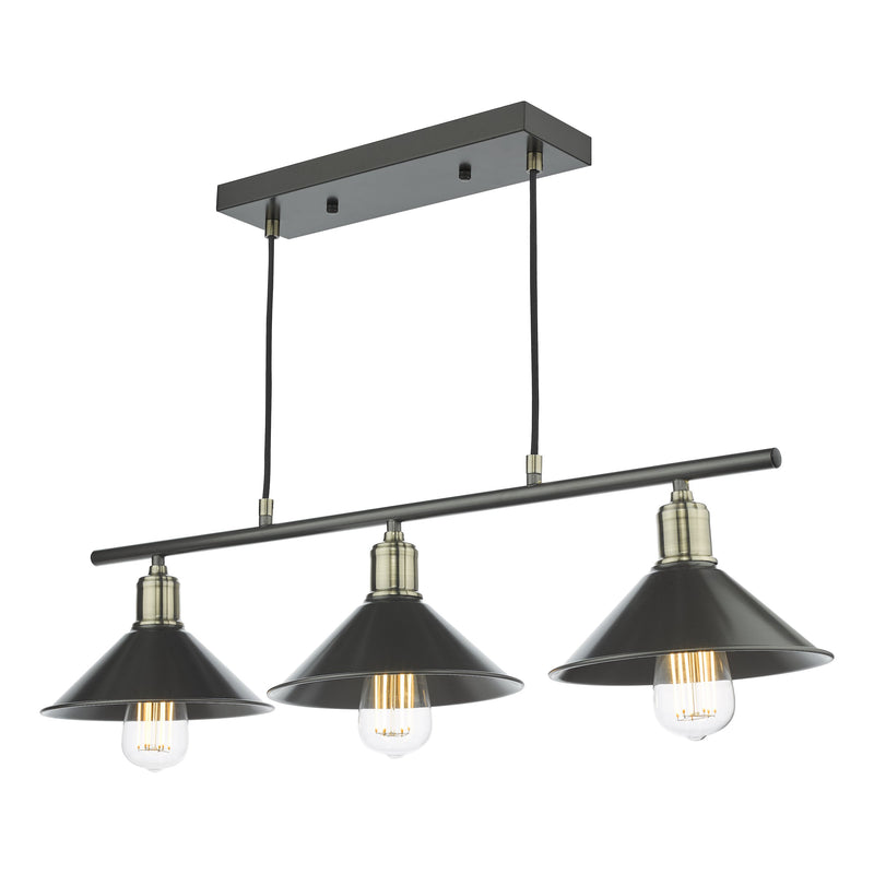 Load image into Gallery viewer, Dar Lighting JAL0361 Jalen 3 Light Bar Pendant Graphite Antique Brass - 36942
