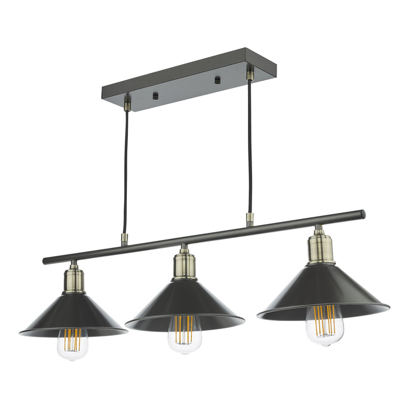 Load image into Gallery viewer, Dar Lighting JAL0361 Jalen 3 Light Bar Pendant Graphite Antique Brass - 36942
