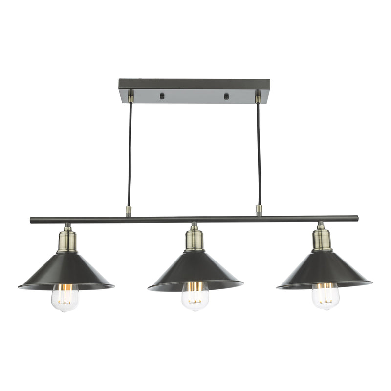 Load image into Gallery viewer, Dar Lighting JAL0361 Jalen 3 Light Bar Pendant Graphite Antique Brass - 36942
