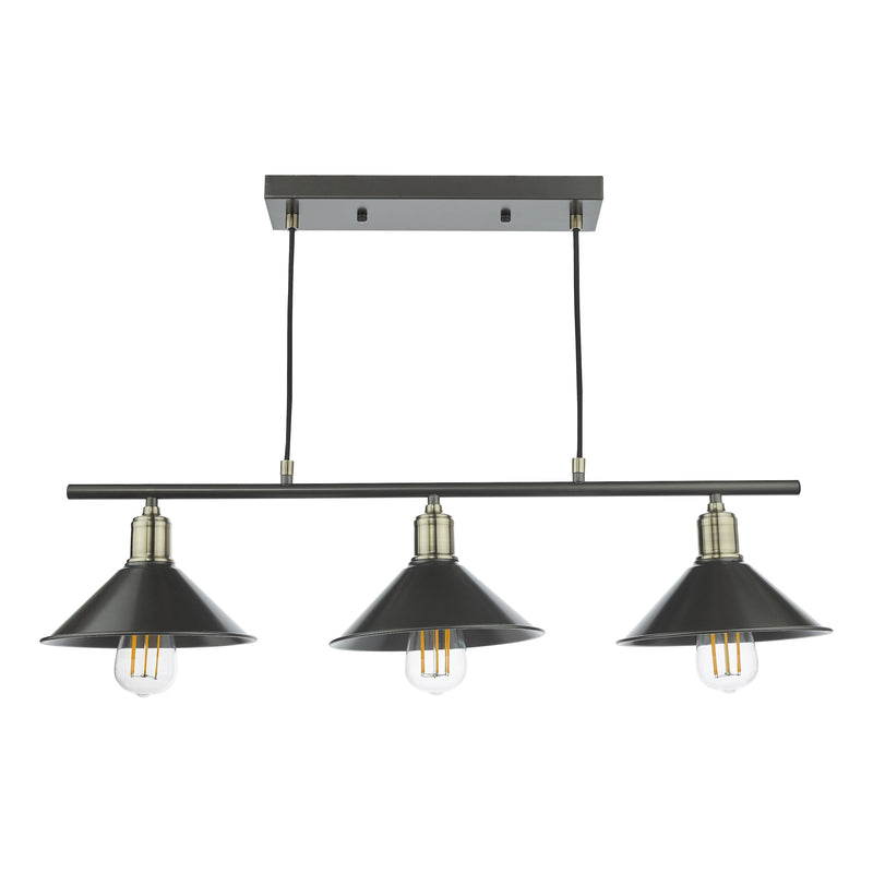 Load image into Gallery viewer, Dar Lighting JAL0361 Jalen 3 Light Bar Pendant Graphite Antique Brass - 36942
