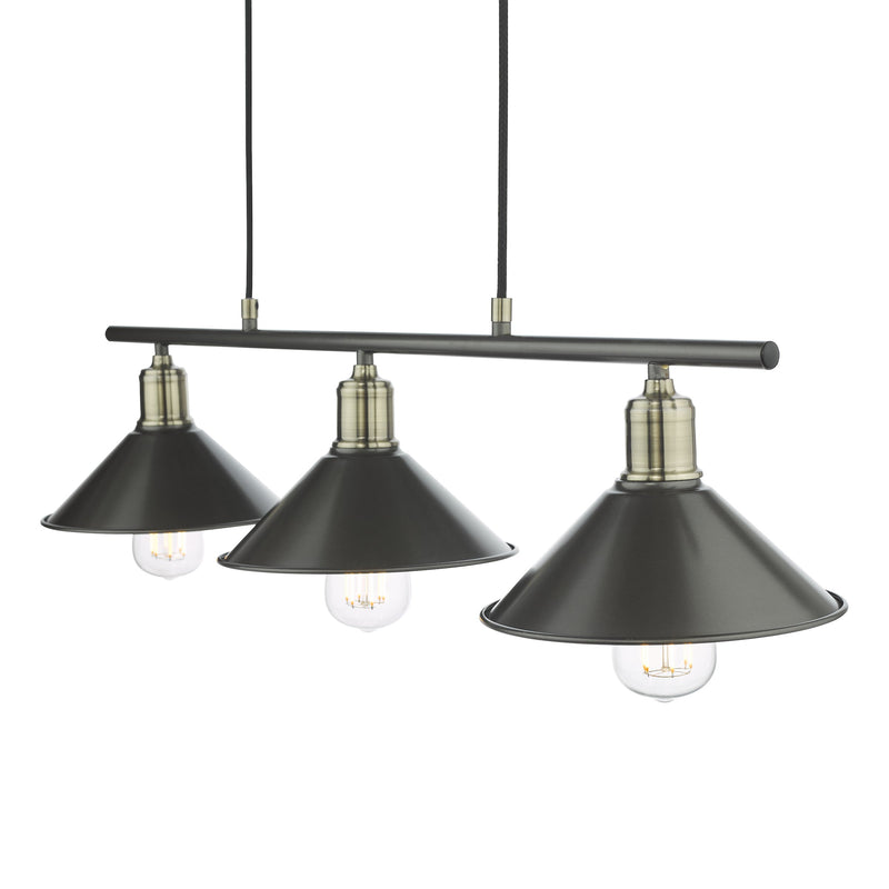 Load image into Gallery viewer, Dar Lighting JAL0361 Jalen 3 Light Bar Pendant Graphite Antique Brass - 36942
