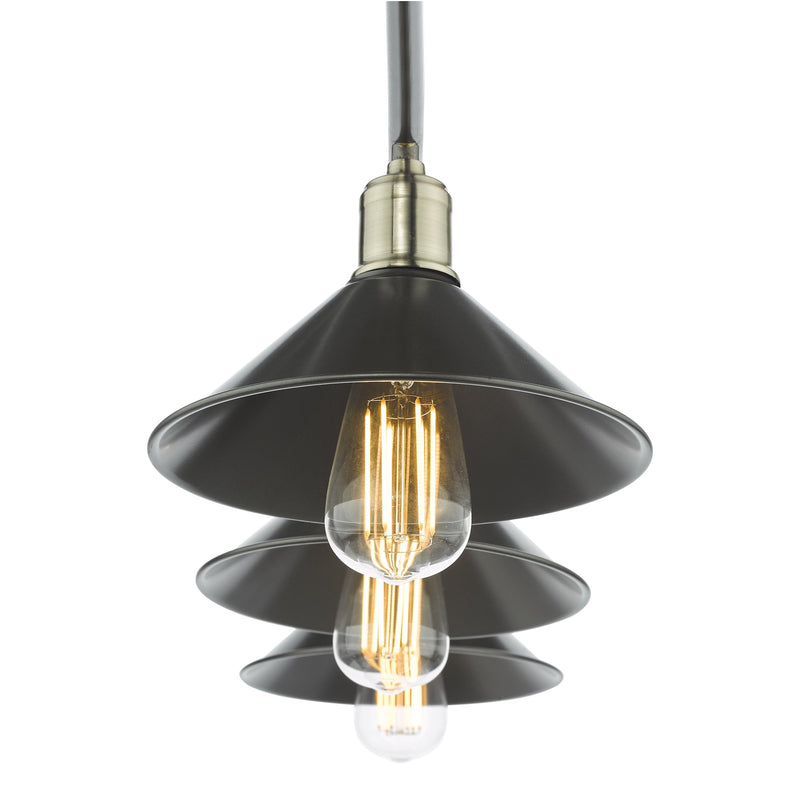 Load image into Gallery viewer, Dar Lighting JAL0361 Jalen 3 Light Bar Pendant Graphite Antique Brass - 36942
