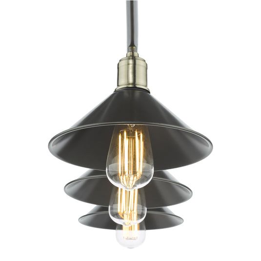 Dar Lighting JAL0361 Jalen 3 Light Bar Pendant Graphite Antique Brass - 36942