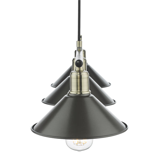 Dar Lighting JAL0361 Jalen 3 Light Bar Pendant Graphite Antique Brass - 36942