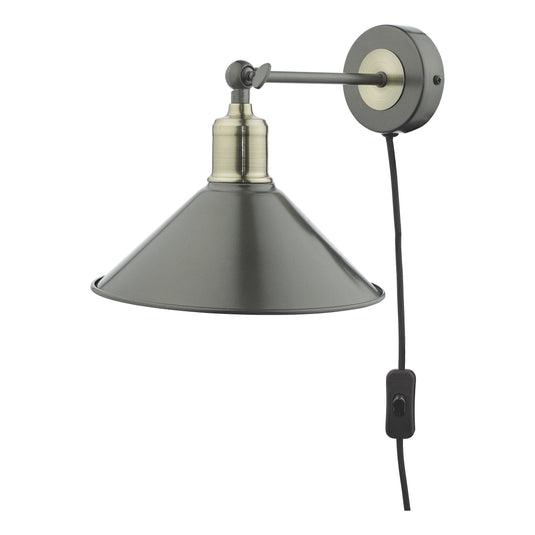 Dar Lighting JAL0761 Jalen 1 Light Wall Light Graphite Antique Brass - 36943