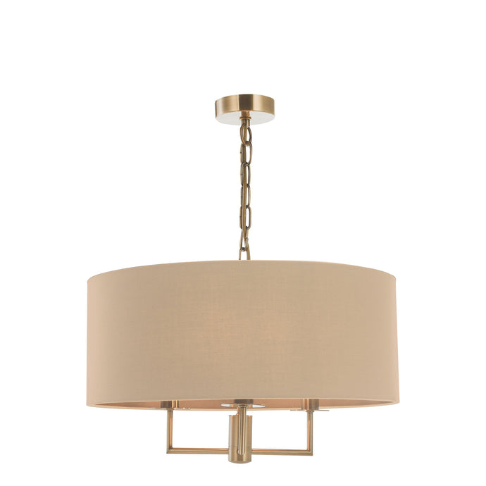 Dar Lighting JAM0301 Jamelia 3 Light Shadelier Antique Brass Taupe Shade - 36944