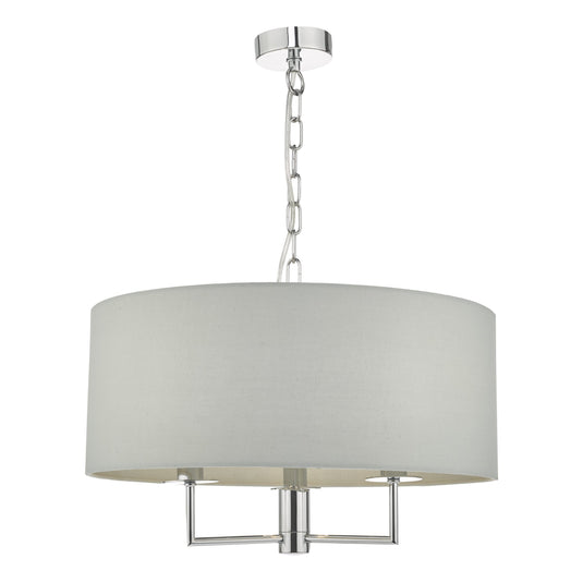 Dar Lighting JAM0339 Jamelia 3lt Pendant Polished Chrome & Grey - 35172