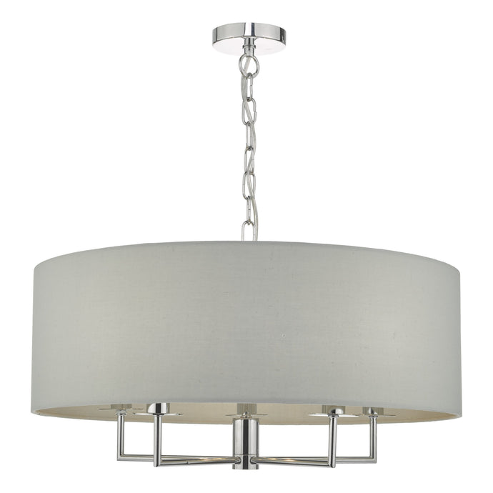 Dar Lighting JAM0539 Jamelia 5lt Pendant Polished Chrome & Grey - 35173