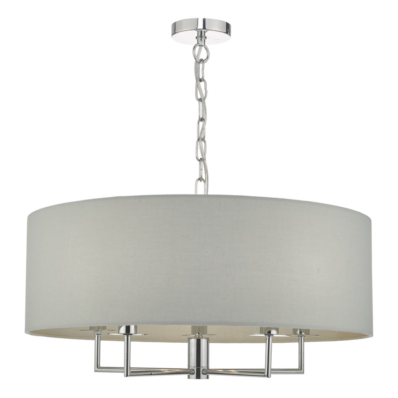 Load image into Gallery viewer, Dar Lighting JAM0539 Jamelia 5lt Pendant Polished Chrome &amp; Grey - 35173
