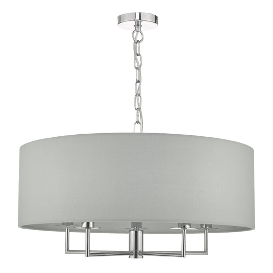 Dar Lighting JAM0539 Jamelia 5lt Pendant Polished Chrome & Grey - 35173