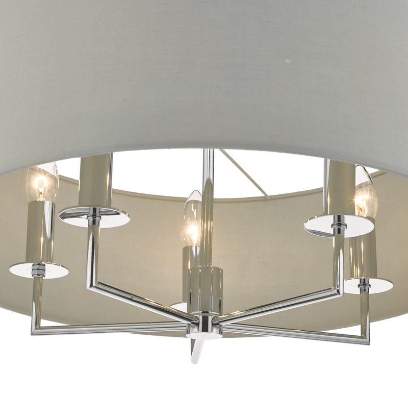 Load image into Gallery viewer, Dar Lighting JAM0539 Jamelia 5lt Pendant Polished Chrome &amp; Grey - 35173
