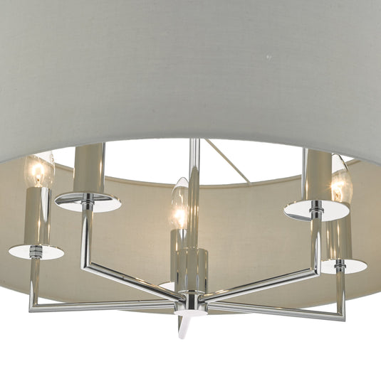Dar Lighting JAM0539 Jamelia 5lt Pendant Polished Chrome & Grey - 35173
