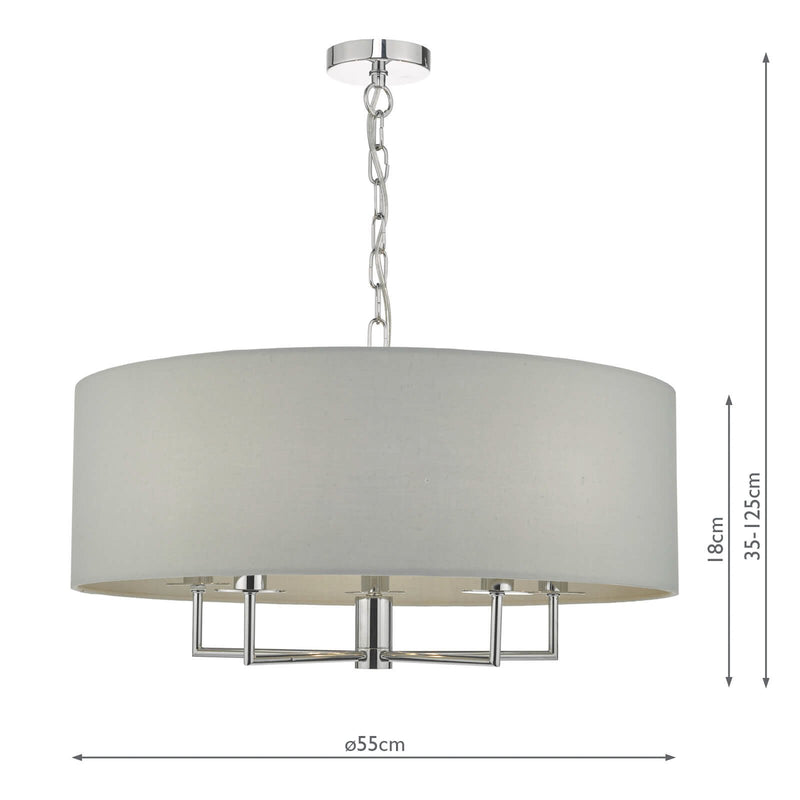 Load image into Gallery viewer, Dar Lighting JAM0539 Jamelia 5lt Pendant Polished Chrome &amp; Grey - 35173
